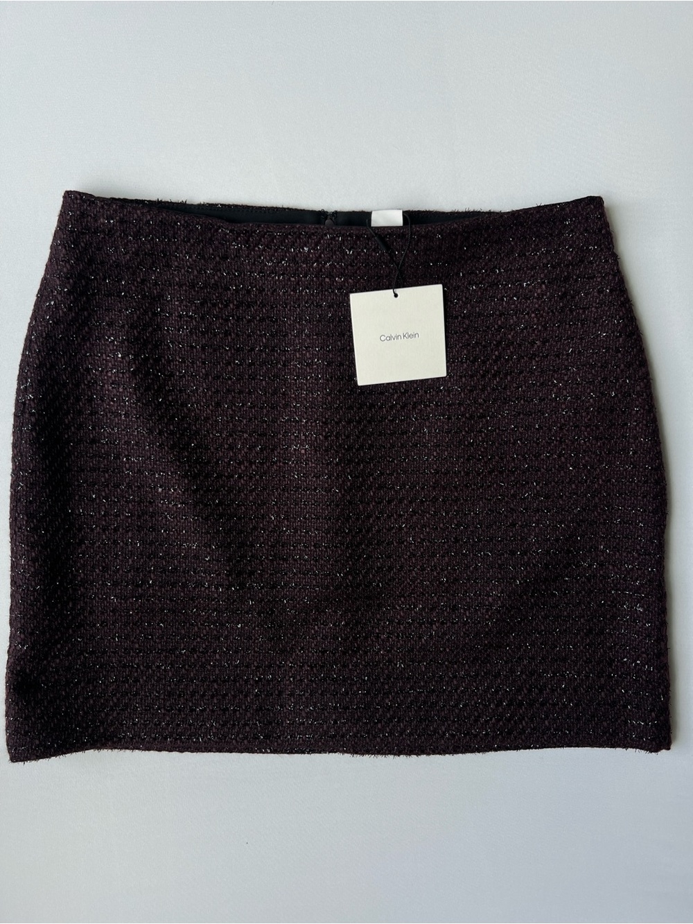 NWT Calvin Klein Purple Metallic Bouclé Tweed Mini Skirt Size 6